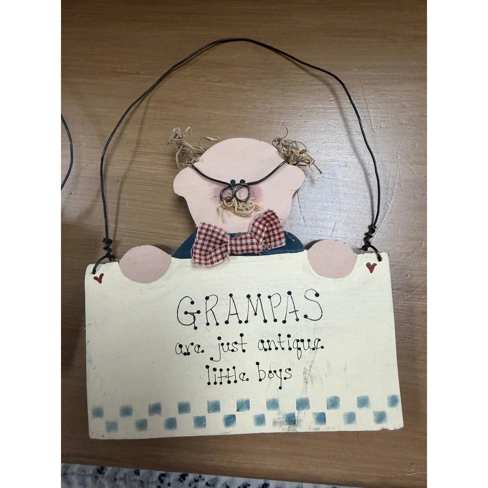 Vintage Style Wooden Grandparents Wall Signs Set Grandma and Grandpa Decor